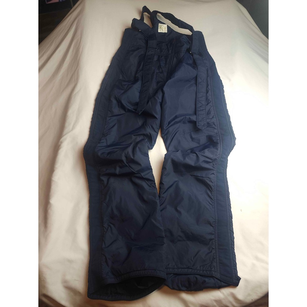 Vintage Mens Robbe Ski Bibs Navy Blue Insulated Snow Pants Made in USA Small